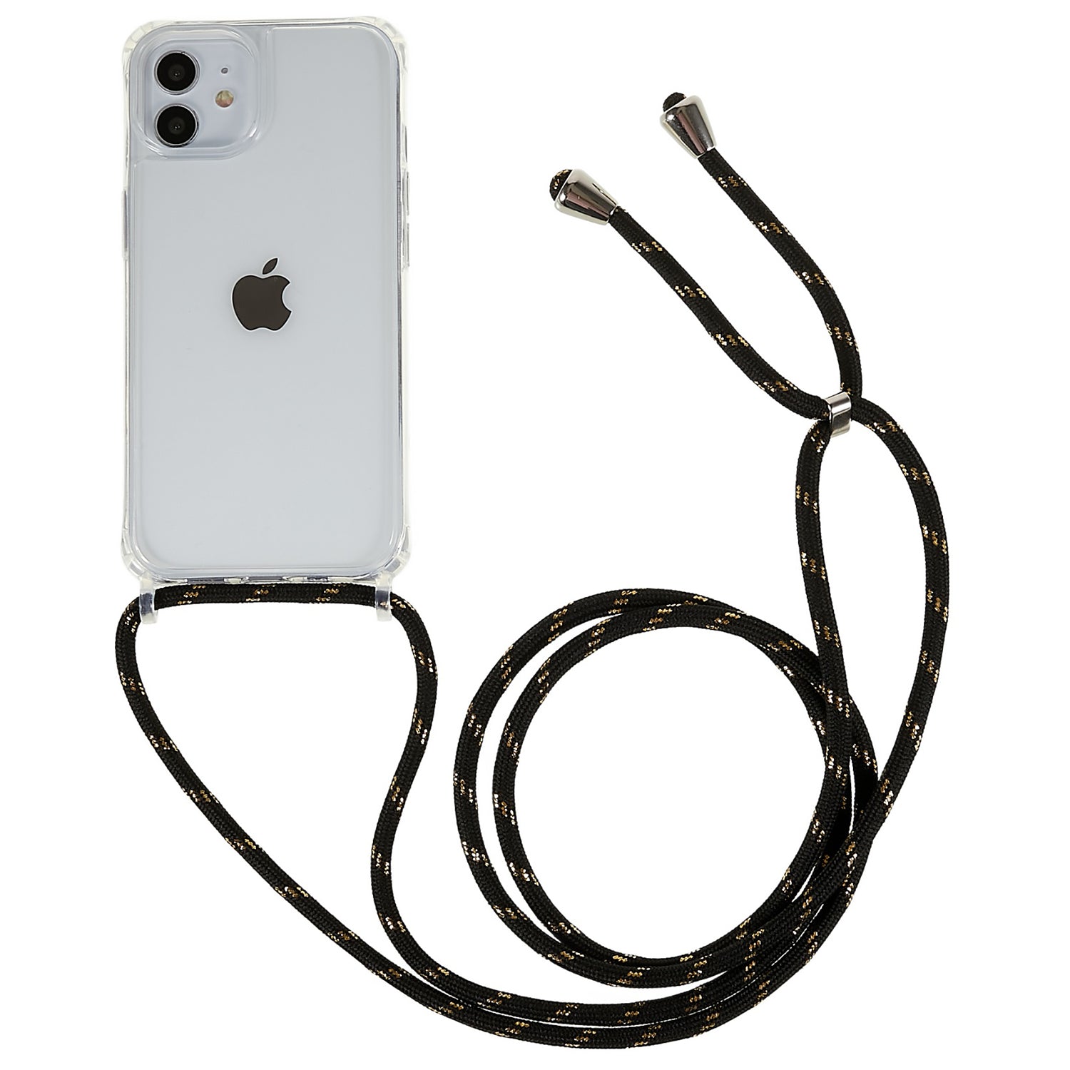Til iPhone 12 12 Pro 6,1 tommer klart telefoncover med justerbar lanyard stødsikker TPU akryl bagcover Til iPhone 12 12 Pro 6,1 tommer klart telefoncover med justerbar lanyard stødsikker TPU akryl bagcover